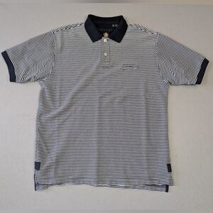 Orvis White/Navy Striped Polo Short Sleeve Shirt Fly Fishing Men's Size Medium